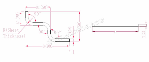 Diagramma e formule di calcolo per la tolleranza di piegatura