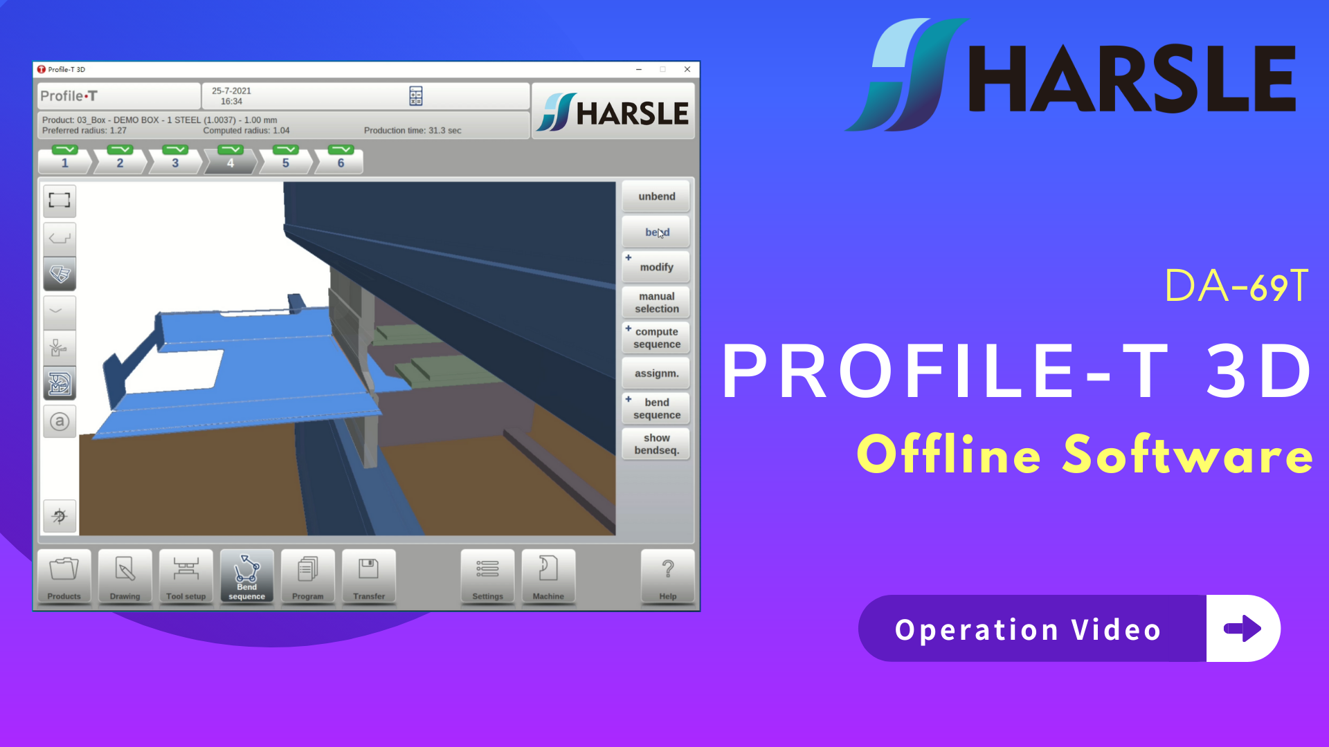 Come utilizzare il software offline Profile-T 3D sulla pressa piegatrice HARSLE Genius con DELEM DA-69T