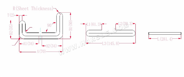 Diagramma e formule di calcolo per la tolleranza di piegatura