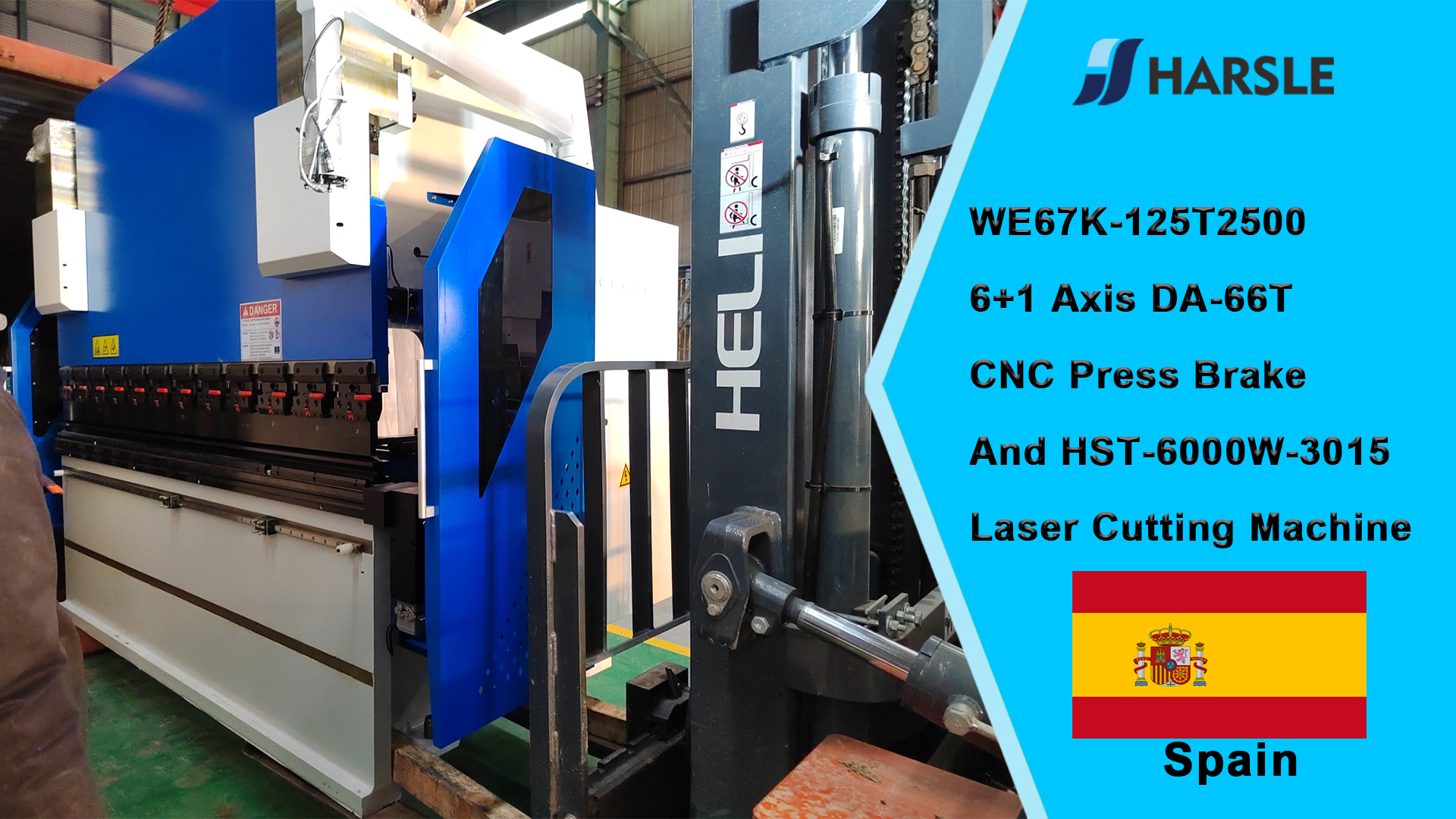 Spain-WE67K-125T2500 Pressa piegatrice CNC 6 + 1 asse DA-66T e tagliatrice laser HST-6000W-3015