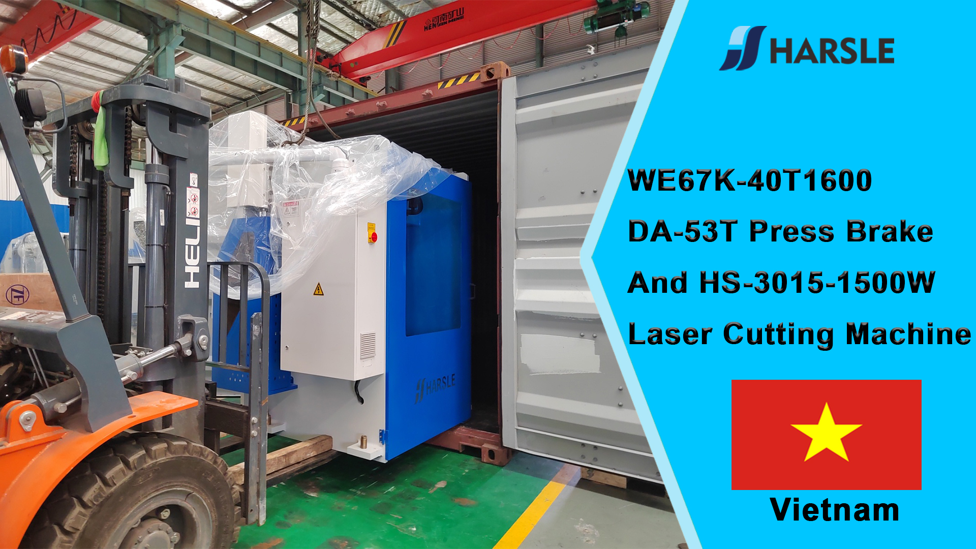 Vietnam-WE67K-40T1600 DA-53T pressa piegatrice e tagliatrice laser HS-3015-1500W