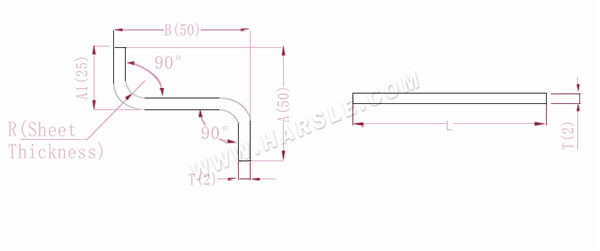 Diagramma e formule di calcolo per la tolleranza di piegatura