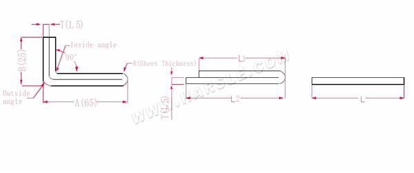 Diagramma e formule di calcolo per la tolleranza di piegatura