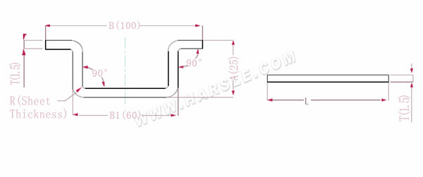 Diagramma e formule di calcolo per la tolleranza di piegatura