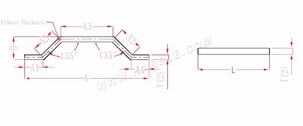 Diagramma e formule di calcolo per la tolleranza di piegatura